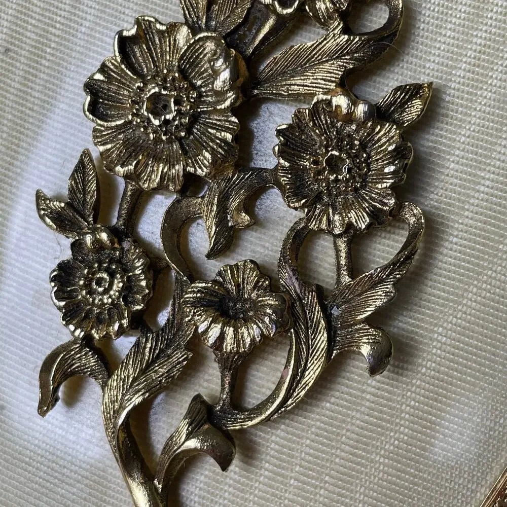 Vintage Matson? Vanity Hair Brush Hand Mirror Hollywood Regency Floral FLAWED